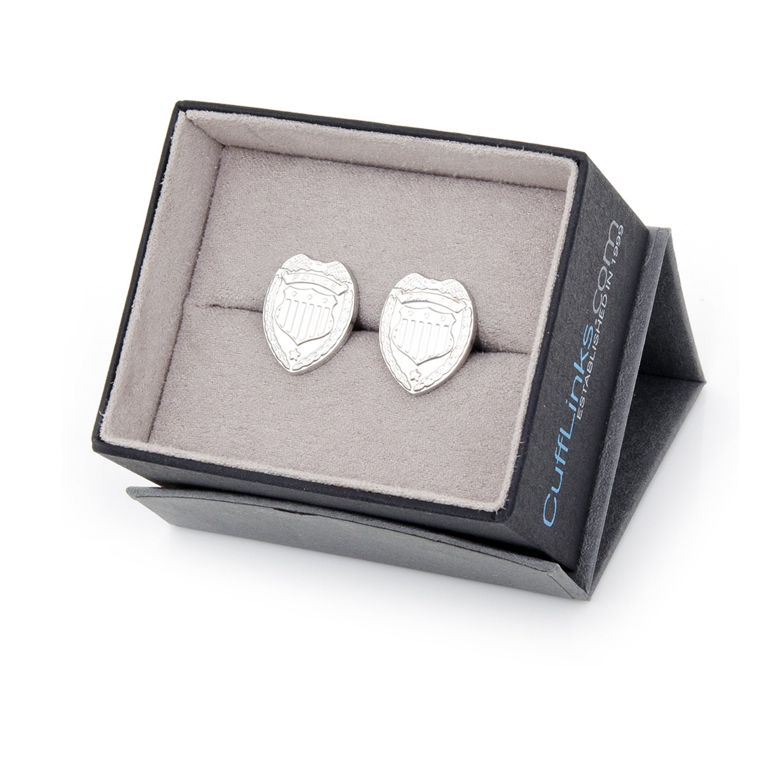 Silver Police Badge Cufflinks by Cufflinks.com