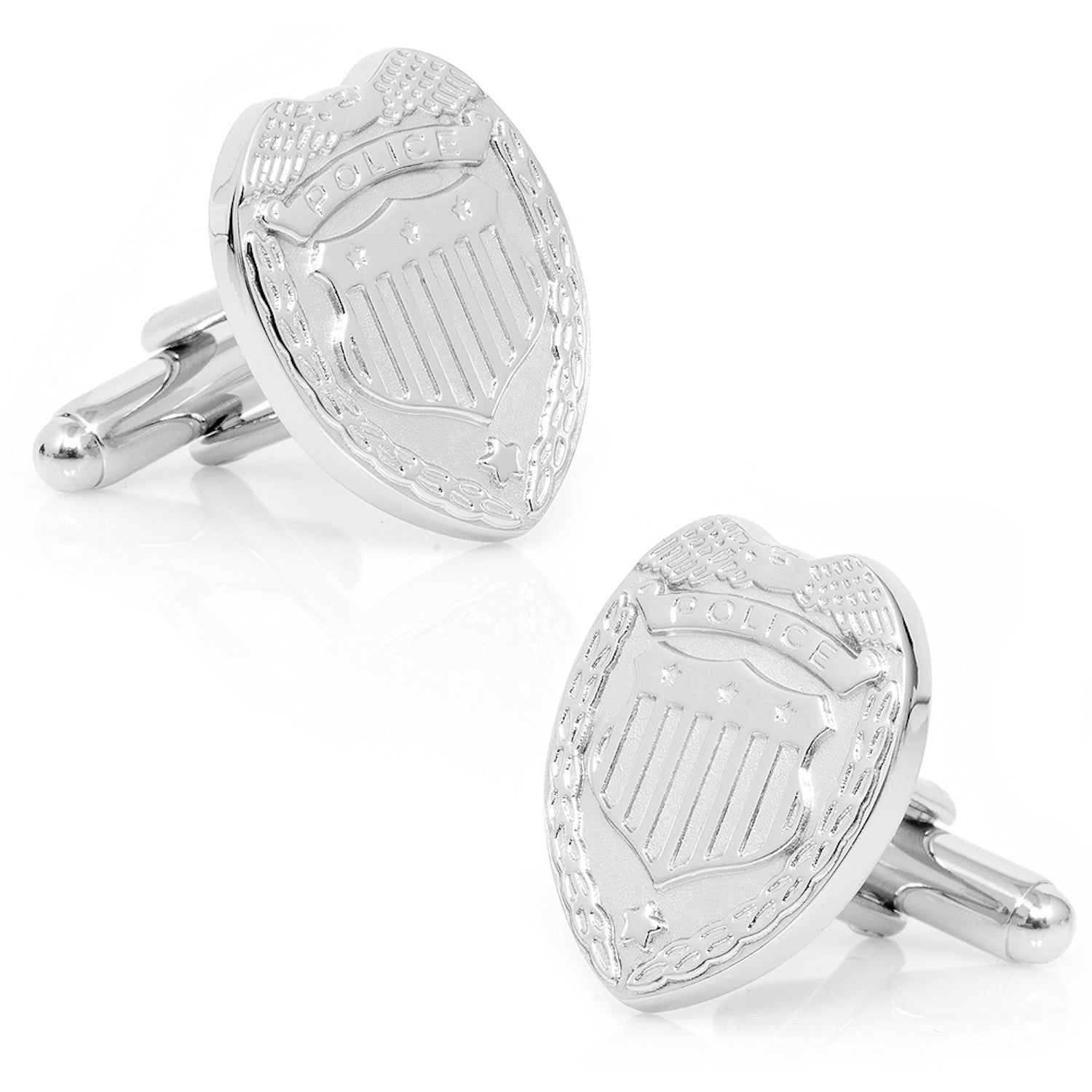 Silver Police Badge Cufflinks by Cufflinks.com