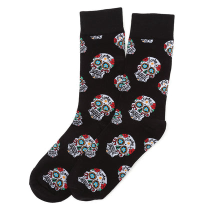 Sugar Skull Black Socks by Cufflinks.com