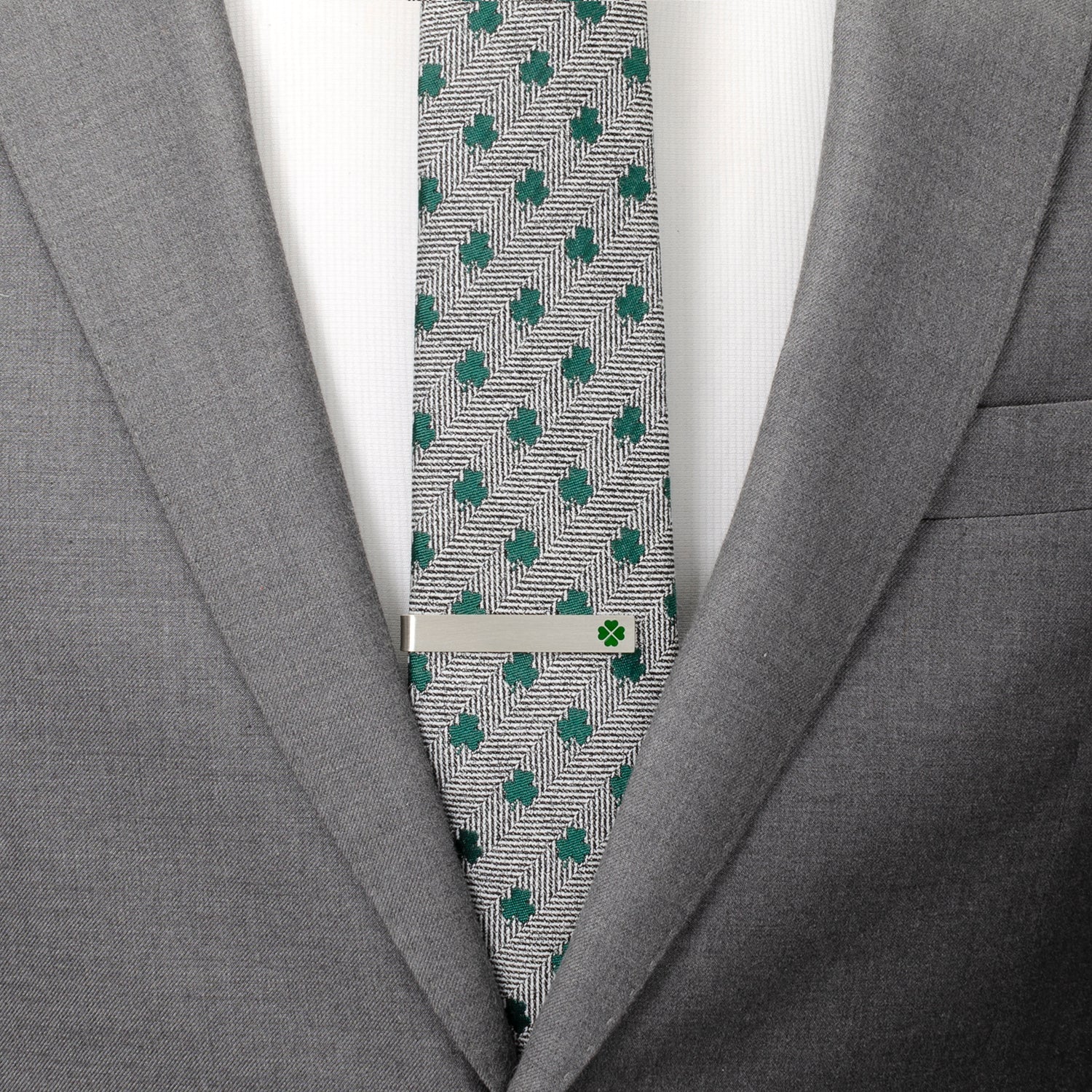 Shamrock Hidden Message Tie Bar by Cufflinks.com