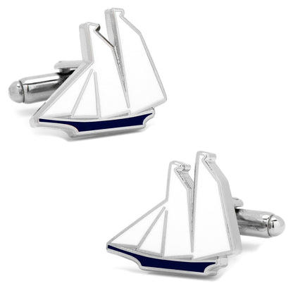 Blue and White Sailboat Cufflinks by Cufflinks.com