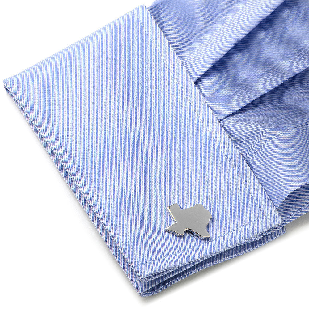 Silver Texas Cufflinks and Lapel Pin Gift Set by Cufflinks.com