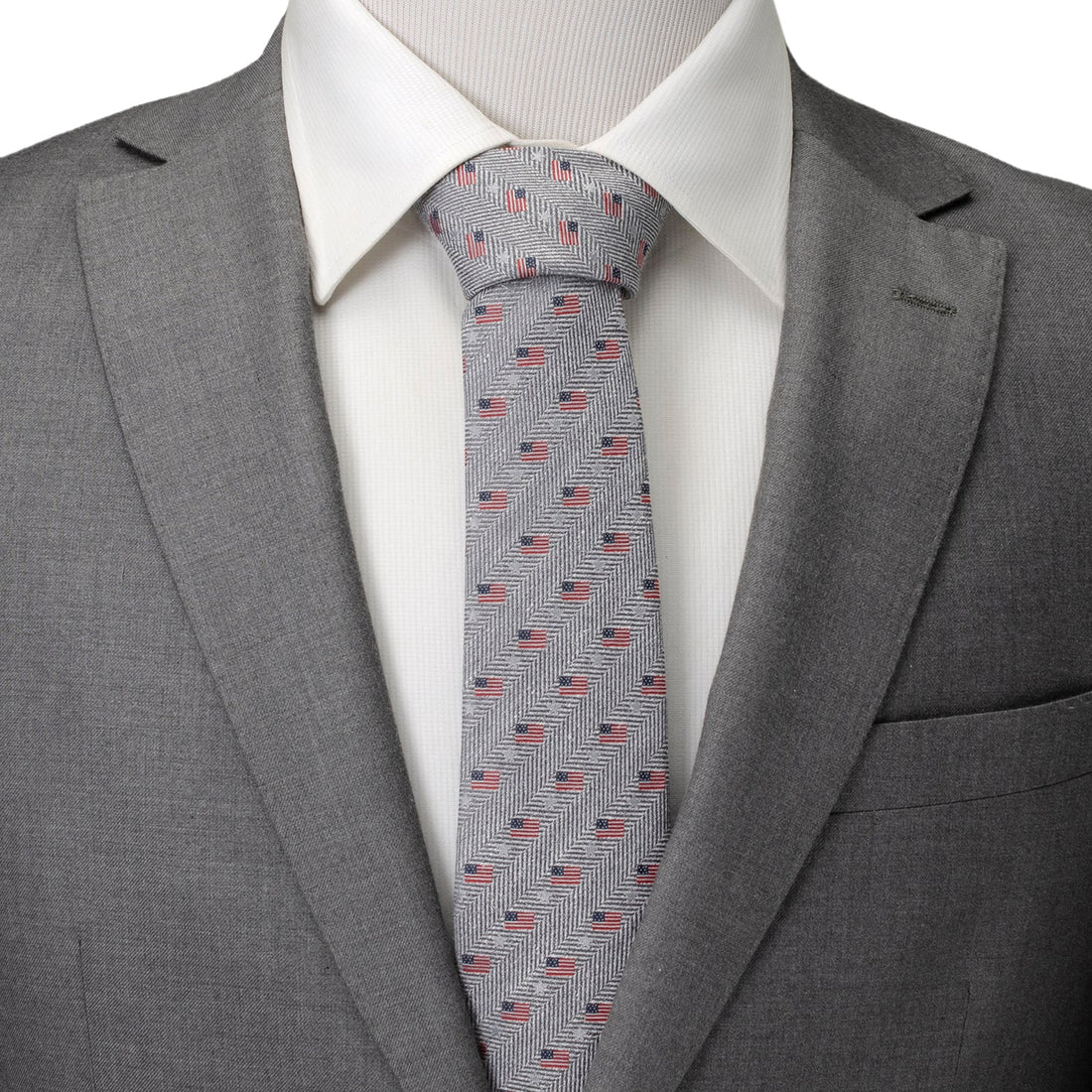 Light Gray Herringbone American Flag Men&