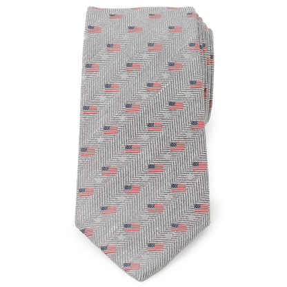 Light Gray Herringbone American Flag Men&