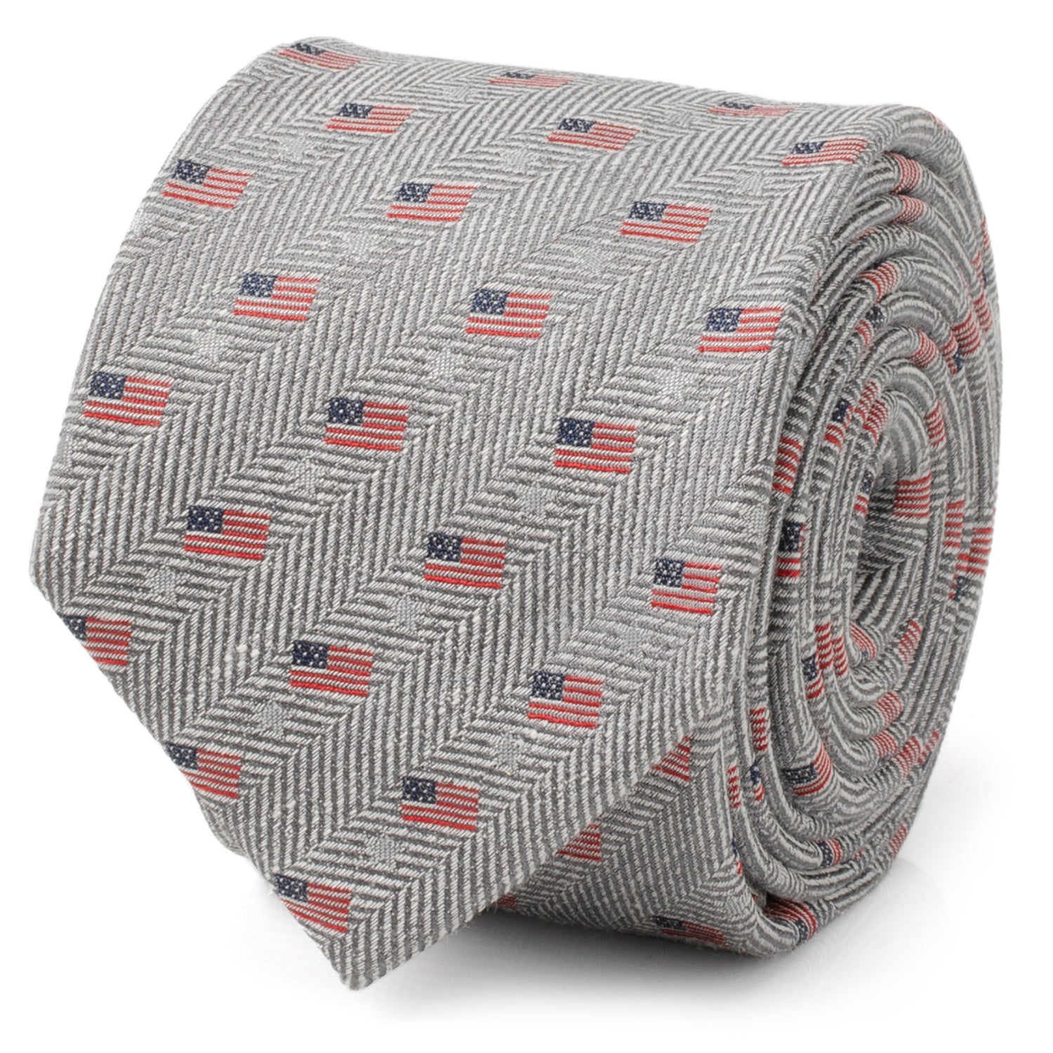 Light Gray Herringbone American Flag Men&