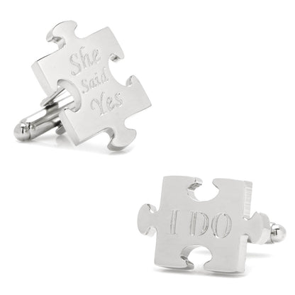 Wedding Puzzle Pieces Cufflinks Pair by Cufflinks.com