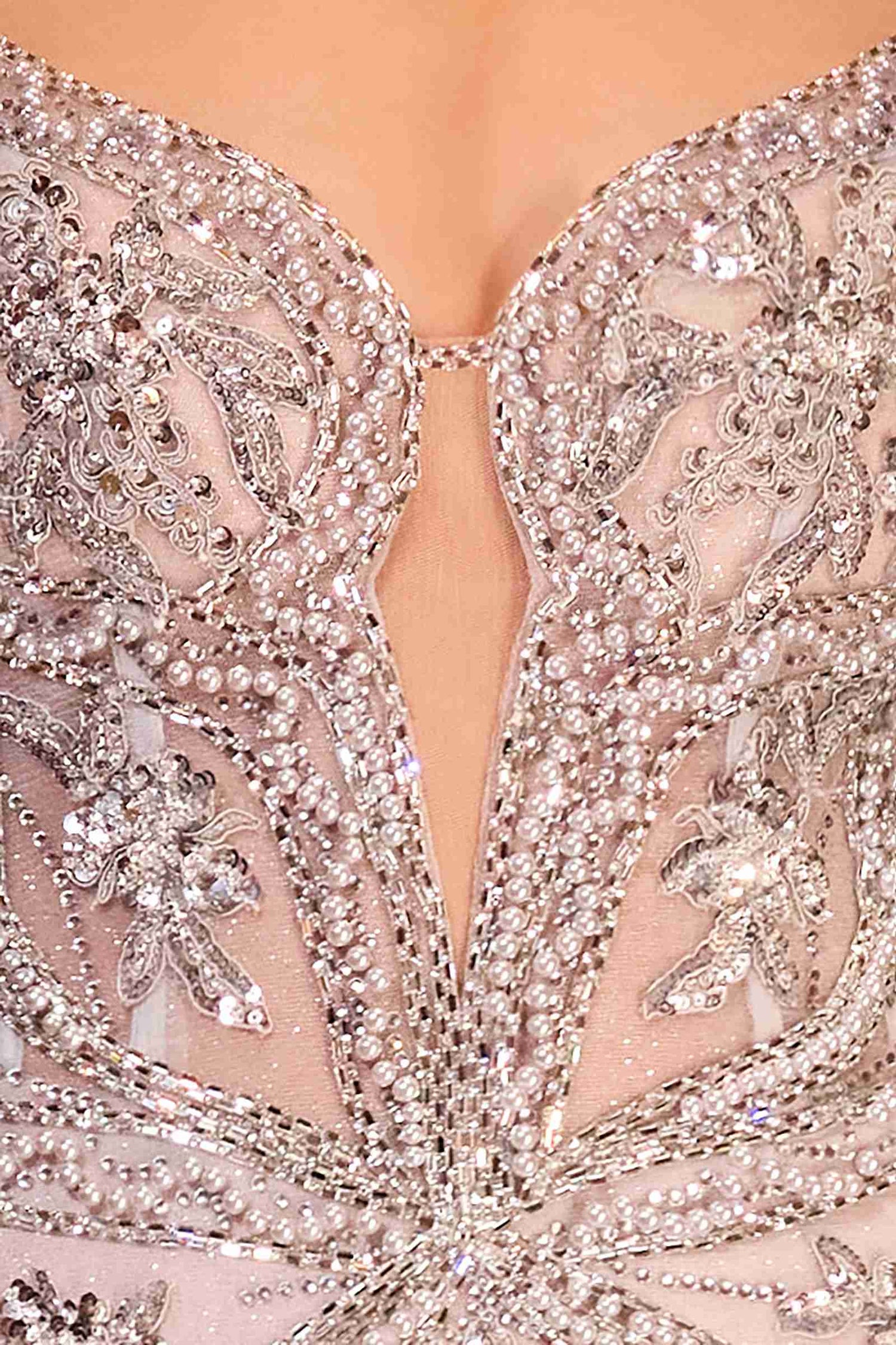 Ladivine CC0240 Dress Pearl Embellished Fit &amp; Flare Gown by DiscountDressShop