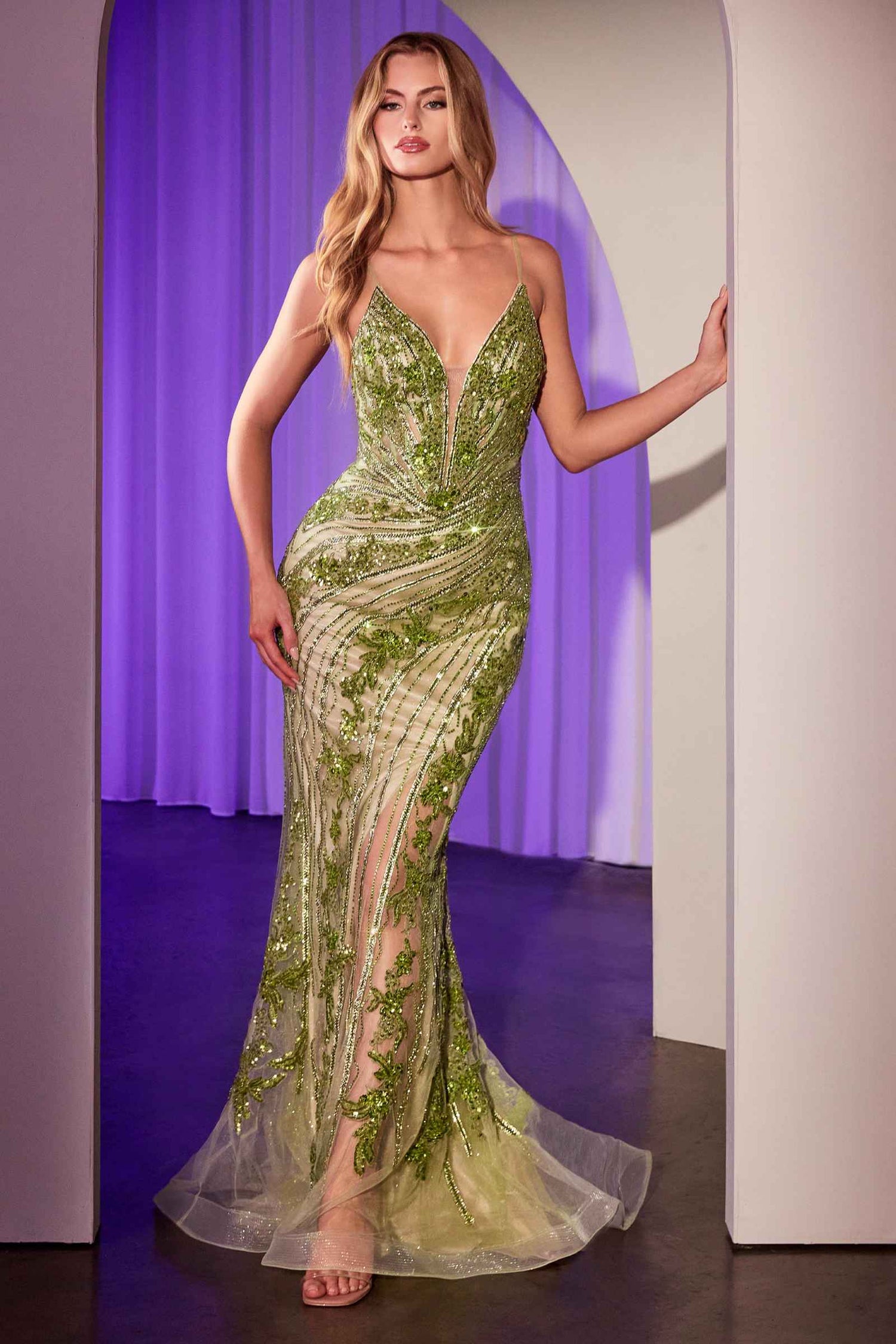 Ladivine CC0389 Dress Lace Embellished Fitted Gown by DiscountDressShop