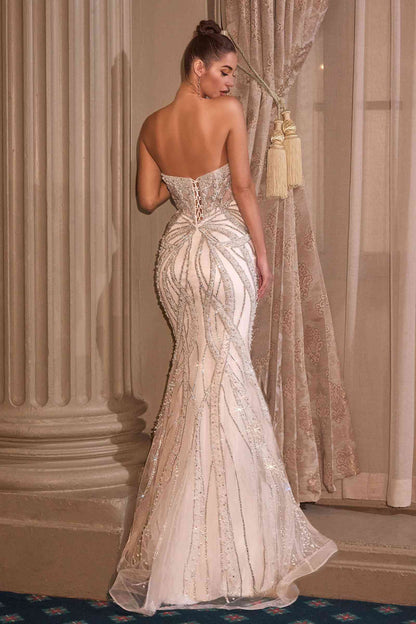 Ladivine CC0688W Fitted Bridal Gown Strapless Plunging Neckline by DiscountDressShop