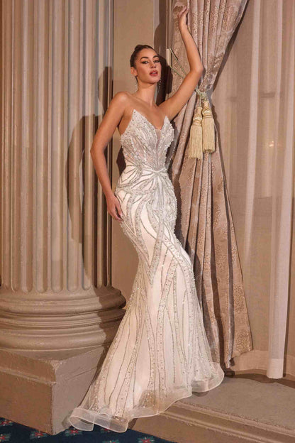 Ladivine CC0688W Fitted Bridal Gown Strapless Plunging Neckline by DiscountDressShop