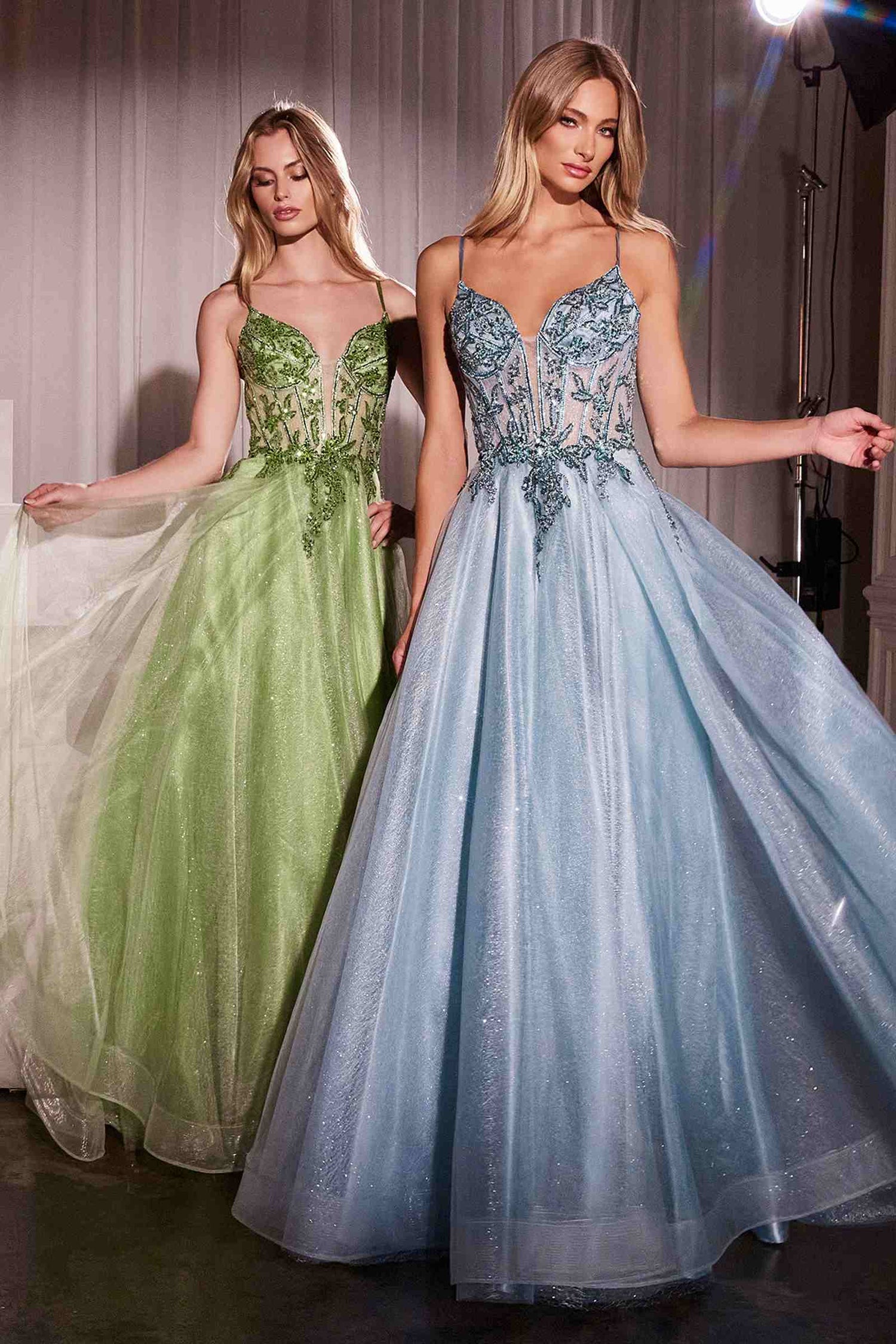 Ladivine CC0881 Dress A-Line Layered Tulle Gown &amp; Lace Embellished Bodice by DiscountDressShop