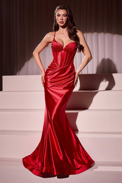 Ladivine CC2397 Dress Glitter Dusted Fitted Stretch Satin Gown by DiscountDressShop