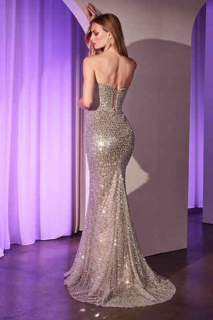 Ladivine CC385 Dress Fully Beaded Strapless Gown by DiscountDressShop