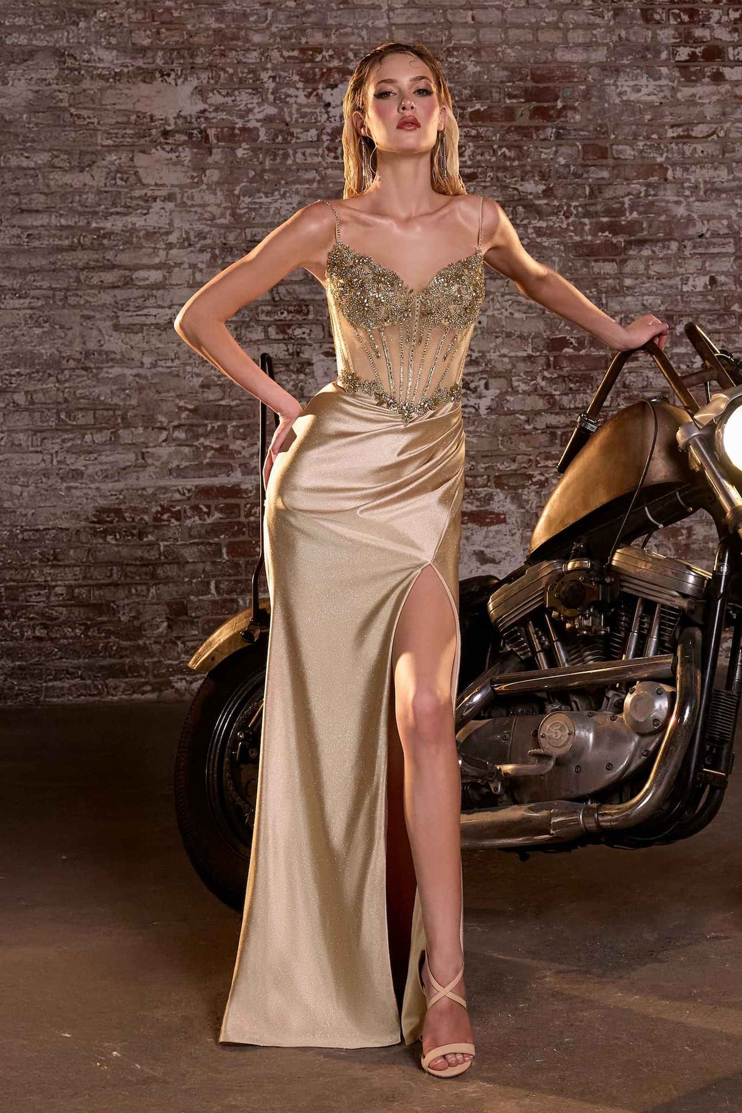 CLEARANCE - Ladivine CC408 Long Satin Fitted Lavender Gown (Size 2) by DiscountDressShop