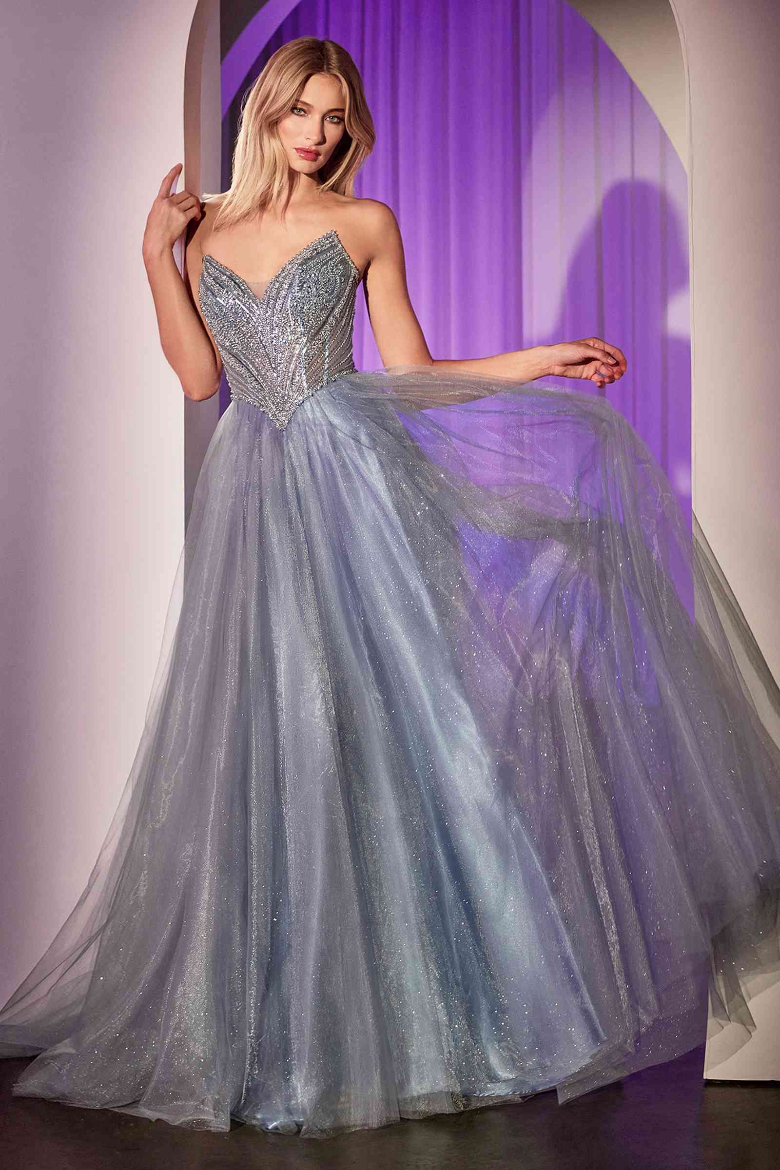 Ladivine CC415 Dress Strapless Beaded Tulle Ball Gown by DiscountDressShop