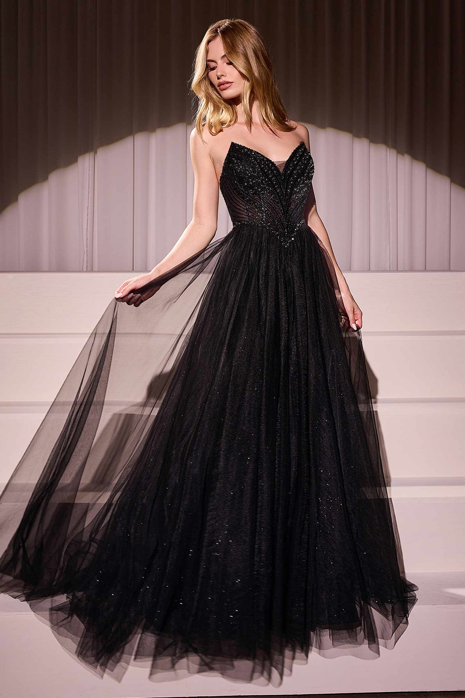 Ladivine CC415 Dress Strapless Beaded Tulle Ball Gown by DiscountDressShop