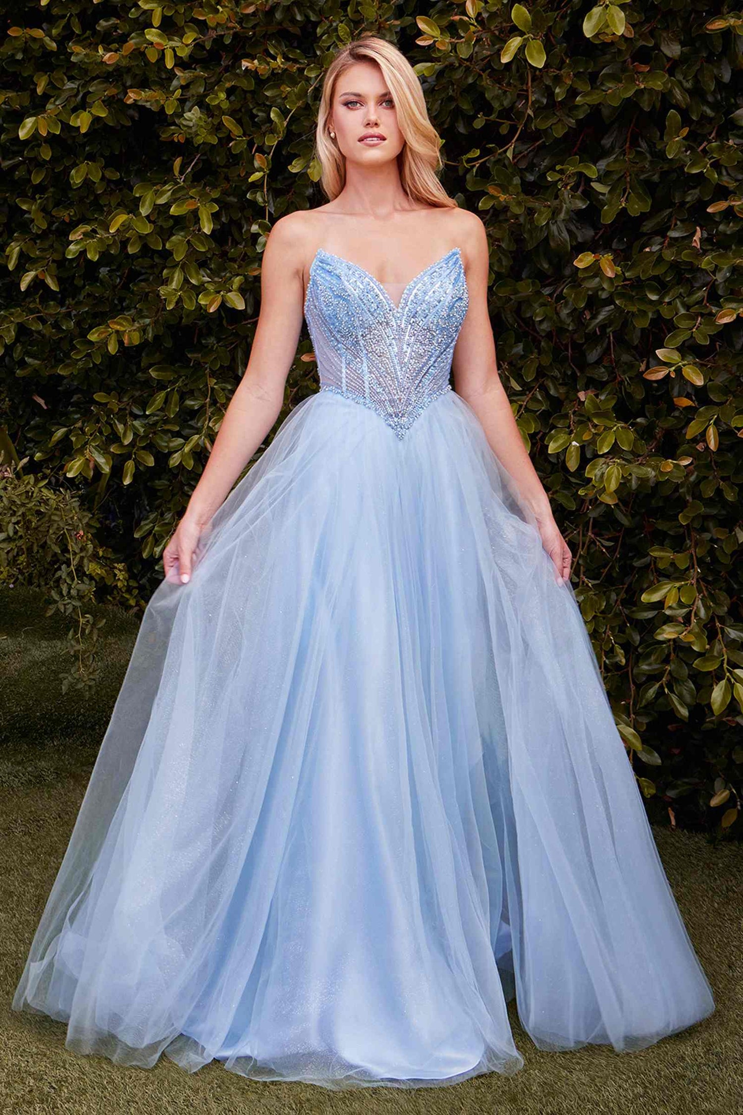 Ladivine CC415 Dress Strapless Beaded Tulle Ball Gown by DiscountDressShop