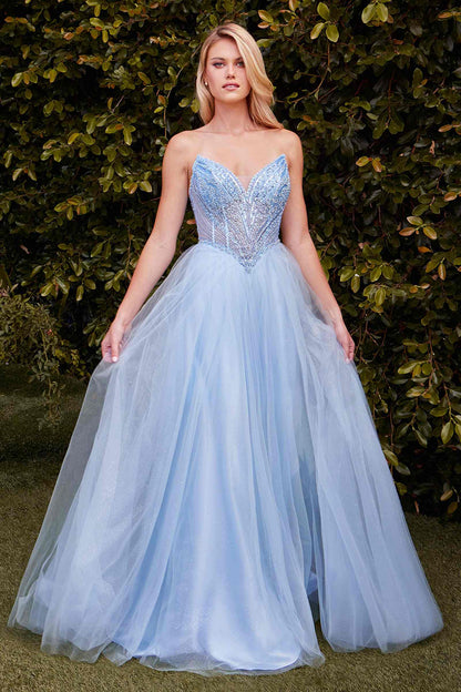 Ladivine CC415 Dress Strapless Beaded Tulle Ball Gown by DiscountDressShop