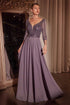 Ladivine CC446 Three Quarter Sleeve Beaded Chiffon Dress by DiscountDressShop