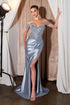 Ladivine CC456 Glitter Satin Strech Fitted Evening Gown by DiscountDressShop