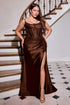 Ladivine CC463C Strapless Sweetheart Fitted Satin Skirt Plus Size Gown by DiscountDressShop