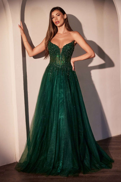 Ladivine CC487 Dress Strapless Layered Tulle A-Line Gown by DiscountDressShop