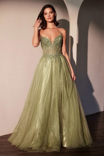 Ladivine CC487 Dress Strapless Layered Tulle A-Line Gown by DiscountDressShop