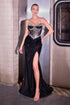 Ladivine CC490 Sheer Corset Bodice Strapless Fitted Formal Gown by DiscountDressShop