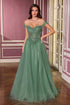 Ladivine CC493 Regal Off the Shoulder Soft Tulle Straps Ball Gown by DiscountDressShop