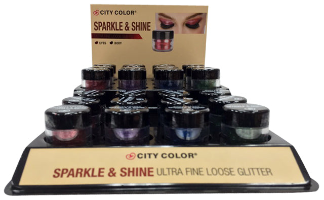 CITY COLOR Sparkle &amp; Shine Loose Glitter Display Case Set 24 Pieces - DestGlow