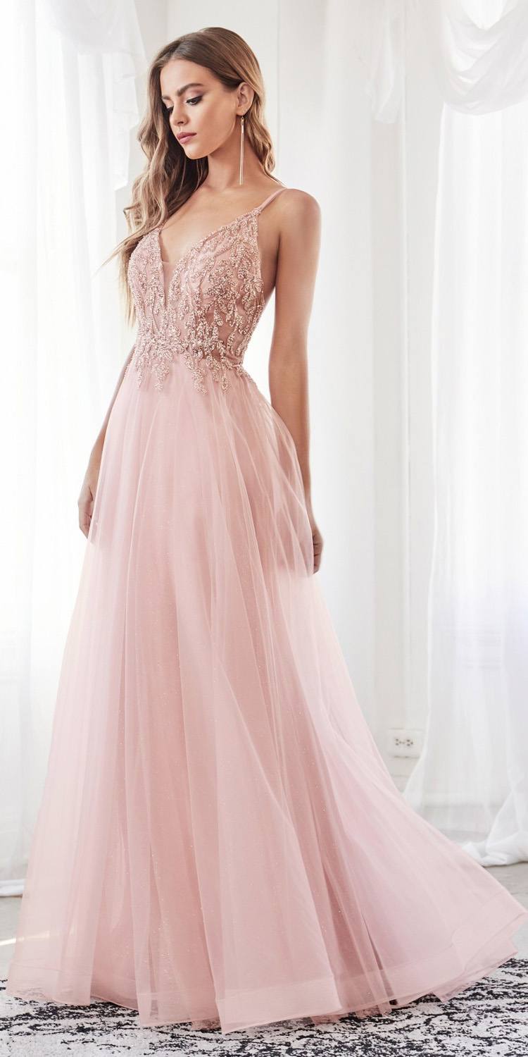 Cinderella Divine CD0154 Long Dress Beaded Applique Bodice Layered Tulle Skirt by DiscountDressShop