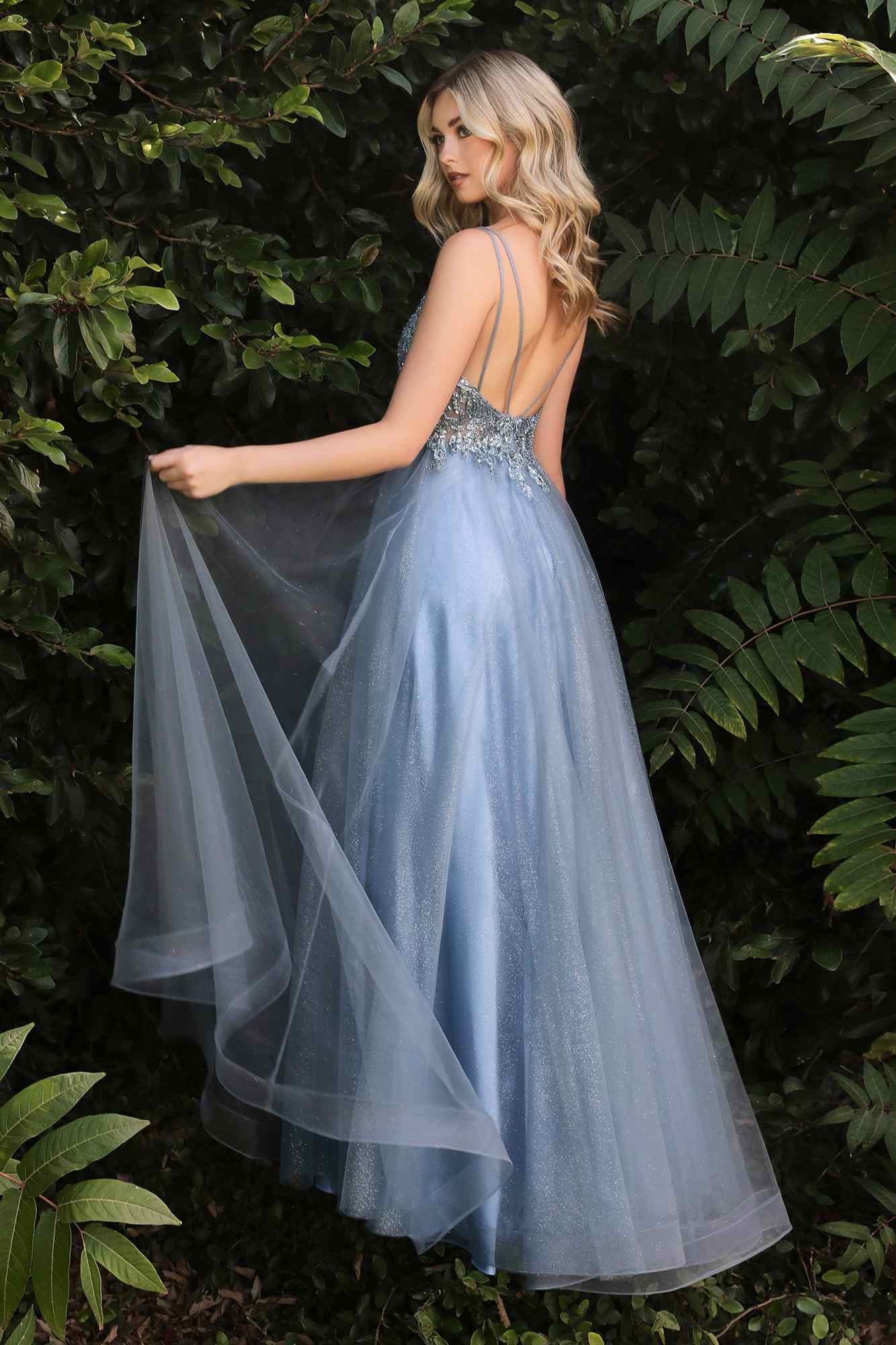 Cinderella Divine CD0154 Long Dress Beaded Applique Bodice Layered Tulle Skirt by DiscountDressShop