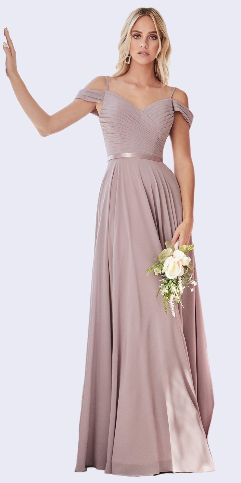 Cinderella Divine CD0156 Long Off The Shoulder Chiffon Gown Corset Back by DiscountDressShop
