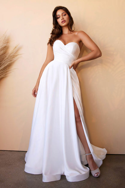 Cinderella Divine CD0166W Satin Strapless A-Line Ball Gown Sweetheart Neck by DiscountDressShop