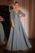 Cinderella Divine CD0171 Flowy Chiffon A-Line Gown 3/4 Length Sleeves by DiscountDressShop