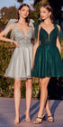 Cinderella Divine CD0174 Short A-Line Dress Lace Applique Tulle Ribbon by DiscountDressShop