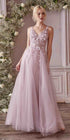 Cinderella Divine CD0181 Long Lace Floral A-Line Tulle/Lace Dress by DiscountDressShop