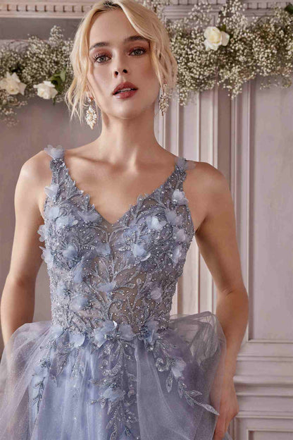 Cinderella Divine CD0181 Long Lace Floral A-Line Tulle/Lace Dress by DiscountDressShop