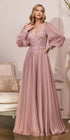Cinderella Divine CD0183 Puff Long Sleeve Chiffon Formal Gown by DiscountDressShop