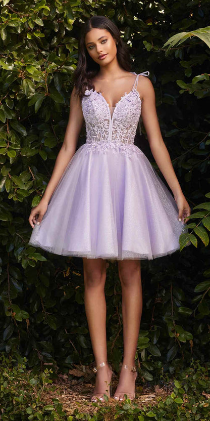 Cinderella Divine CD0188 Short A-Line Tulle and Lace Dress by DiscountDressShop