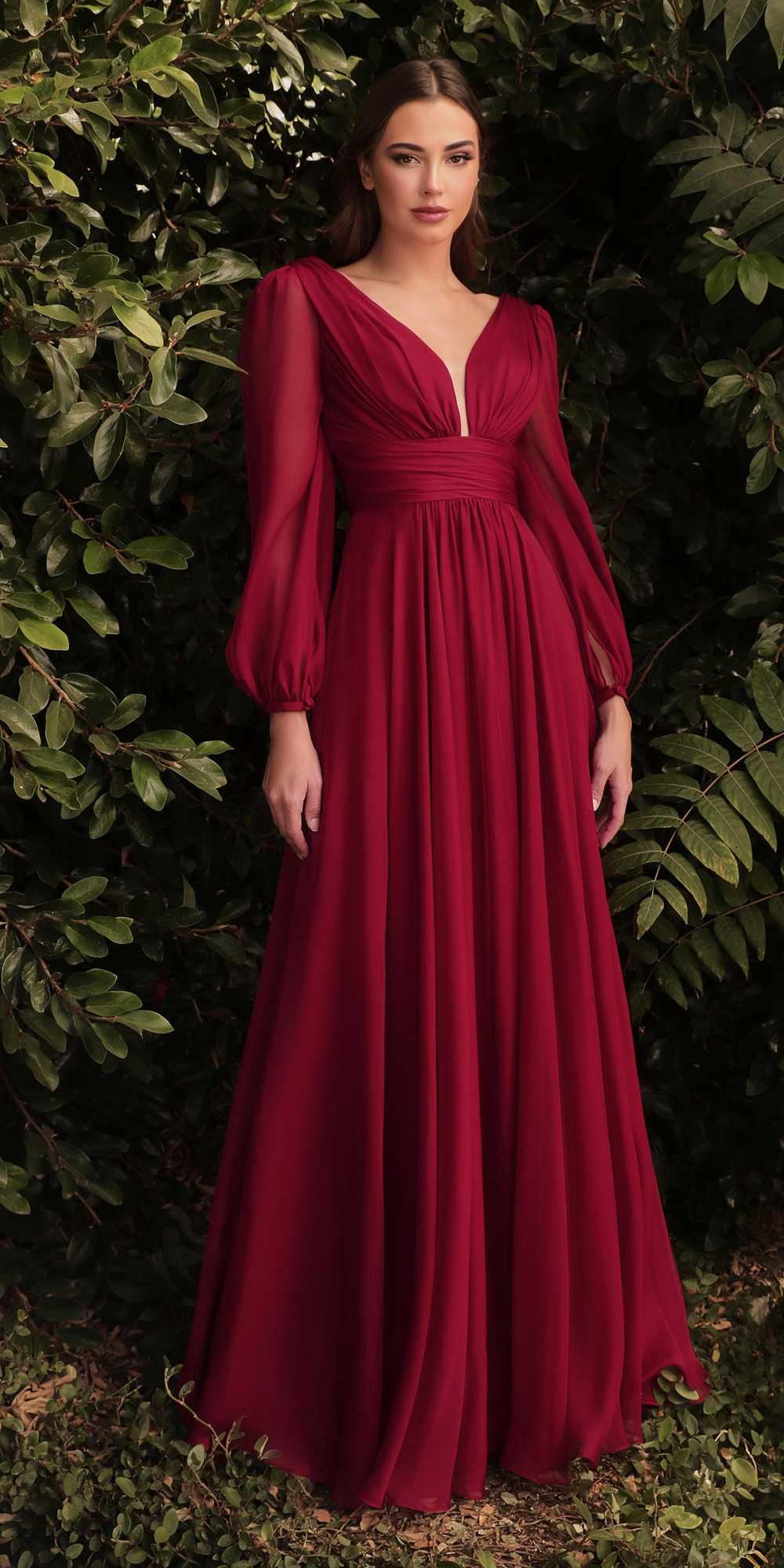 Cinderella Divine CD0192 Long Sleeve A-Line Chiffon Dress by DiscountDressShop