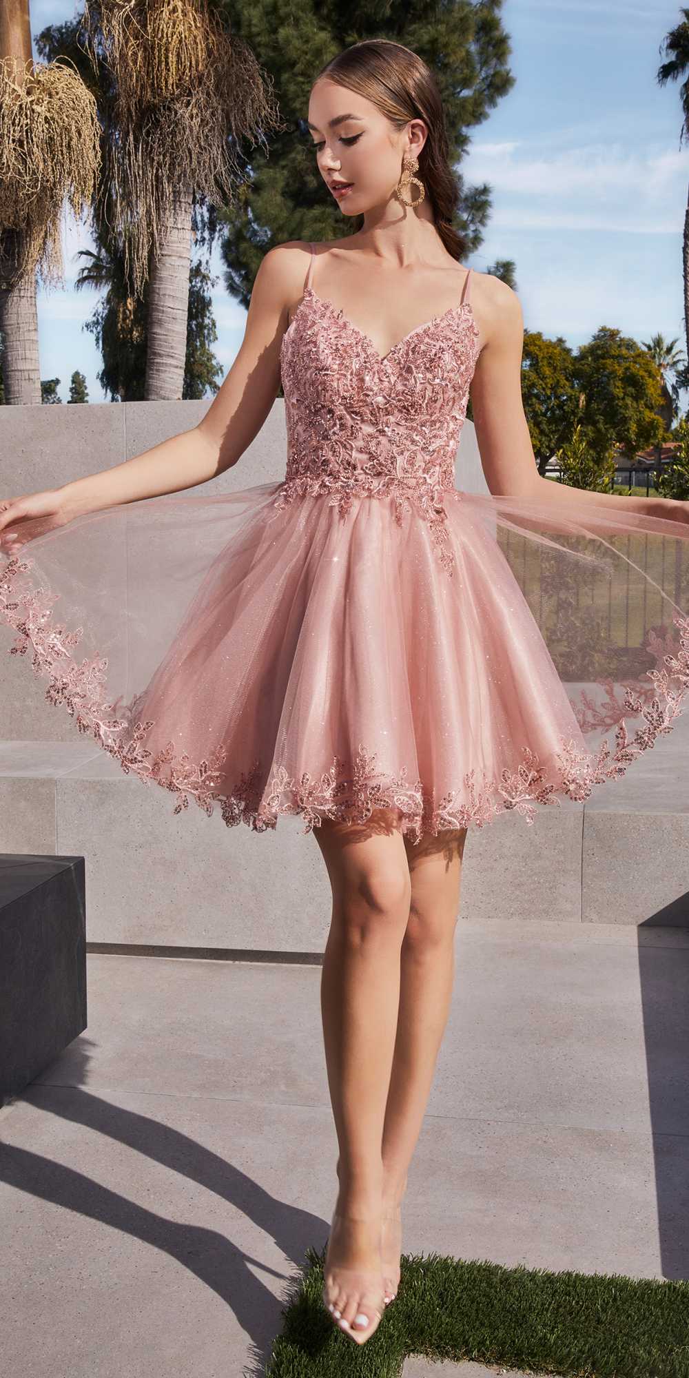 Ladivine CD0213 Short A-Line and Glitter Tulle Dress by DiscountDressShop