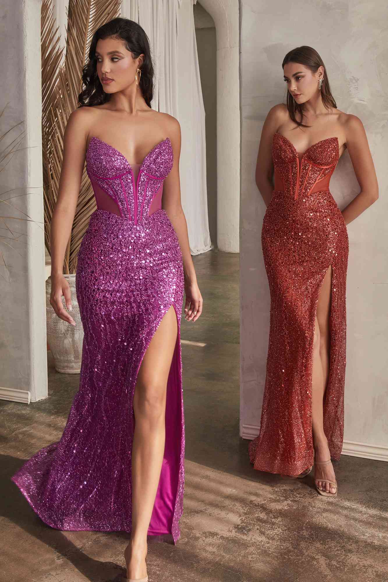 Ladivine CD0227 Long Strapless Embellished Beaded Formal Gown by DiscountDressShop