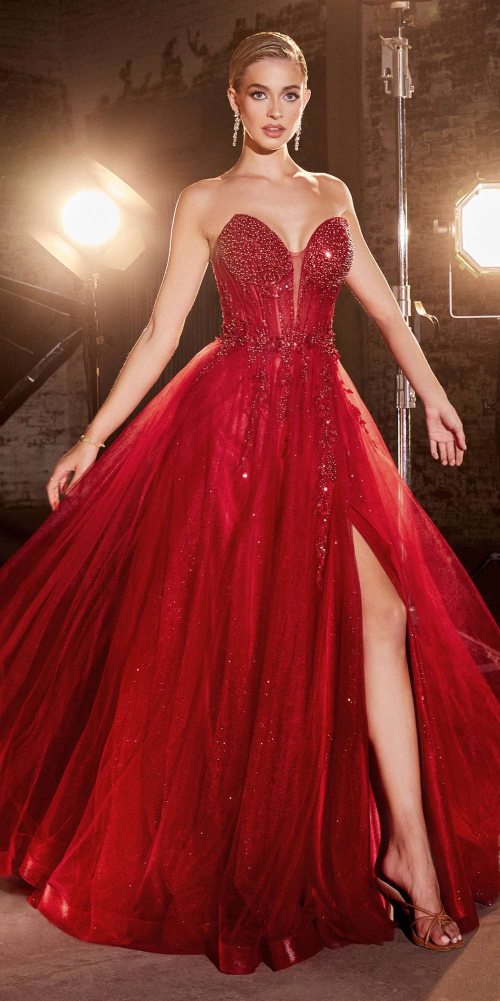 Ladivine CD0230W Long Strapless Layered Tulle Bridal Gown by DiscountDressShop