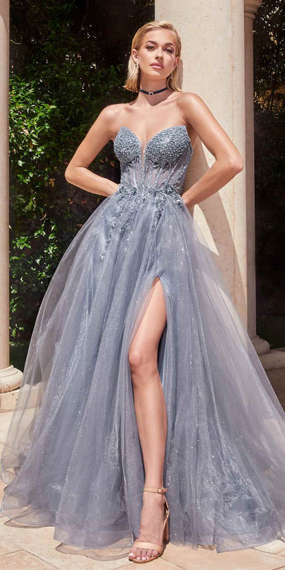 Ladivine CD0230W Long Strapless Layered Tulle Bridal Gown by DiscountDressShop
