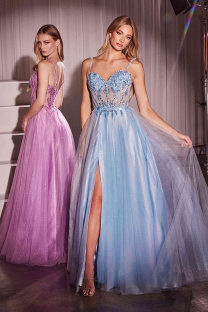 Ladivine CD0234 Long Lace and Tulle A-Line Ball Gown by DiscountDressShop