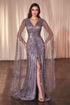 Ladivine CD0239 Long Sleeve Fully Beaded Sheath Gown by DiscountDressShop