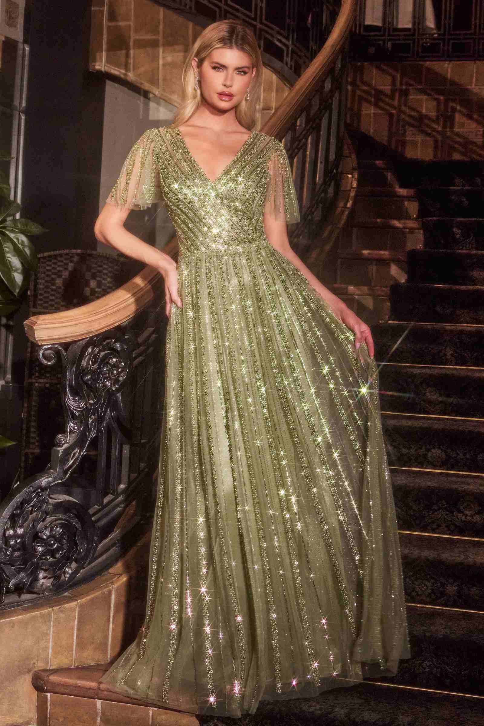 Ladivine CD0241 Dress Sequin Embellished A-Line Gown by DiscountDressShop