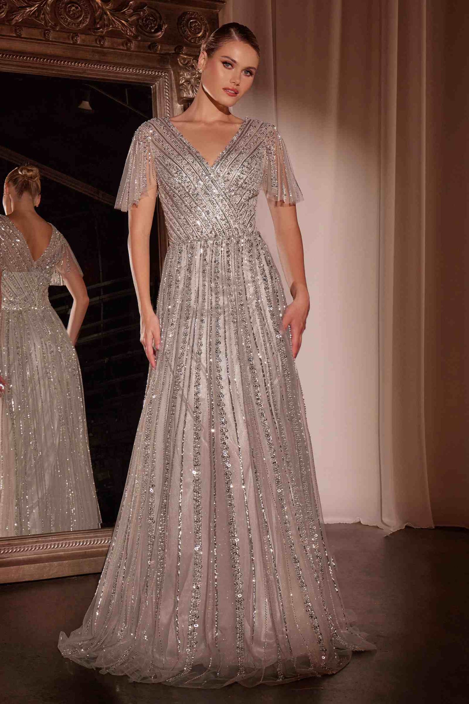 Ladivine CD0241 Dress Sequin Embellished A-Line Gown by DiscountDressShop