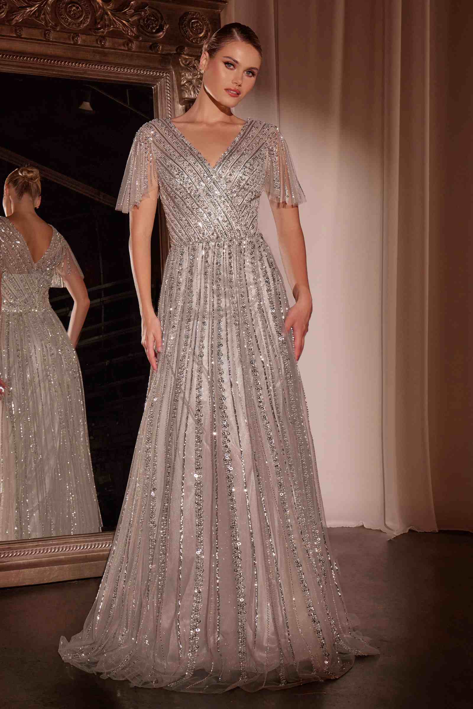 Ladivine CD0241 Dress Sequin Embellished A-Line Gown by DiscountDressShop